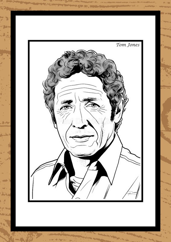 Tom Jones Hand-Drawn Portrait - Legends of Film by Artist Paul Duddell