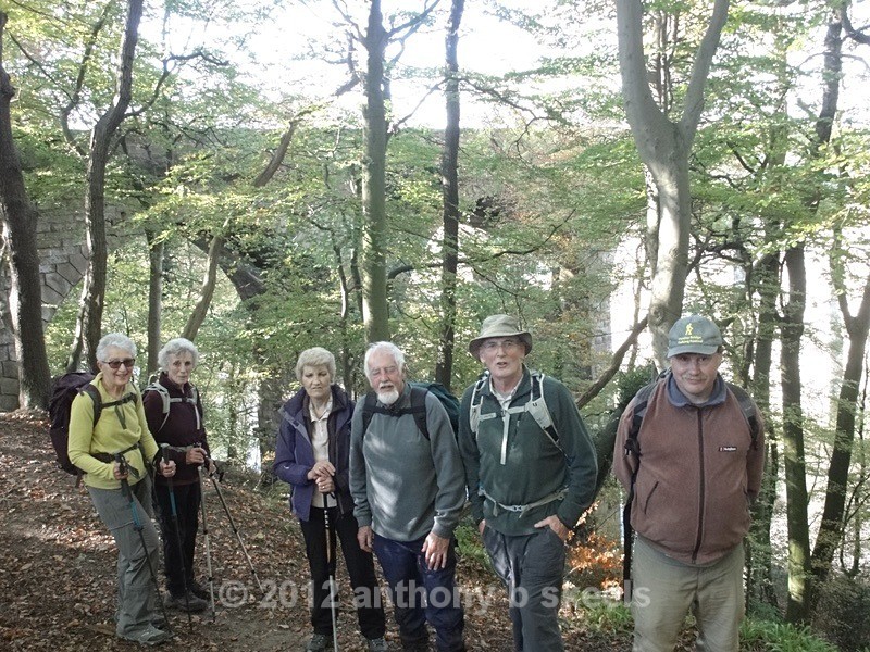 047 Group pose at the Nidd Viaduct. - Third Saturday Walks Collection Two.