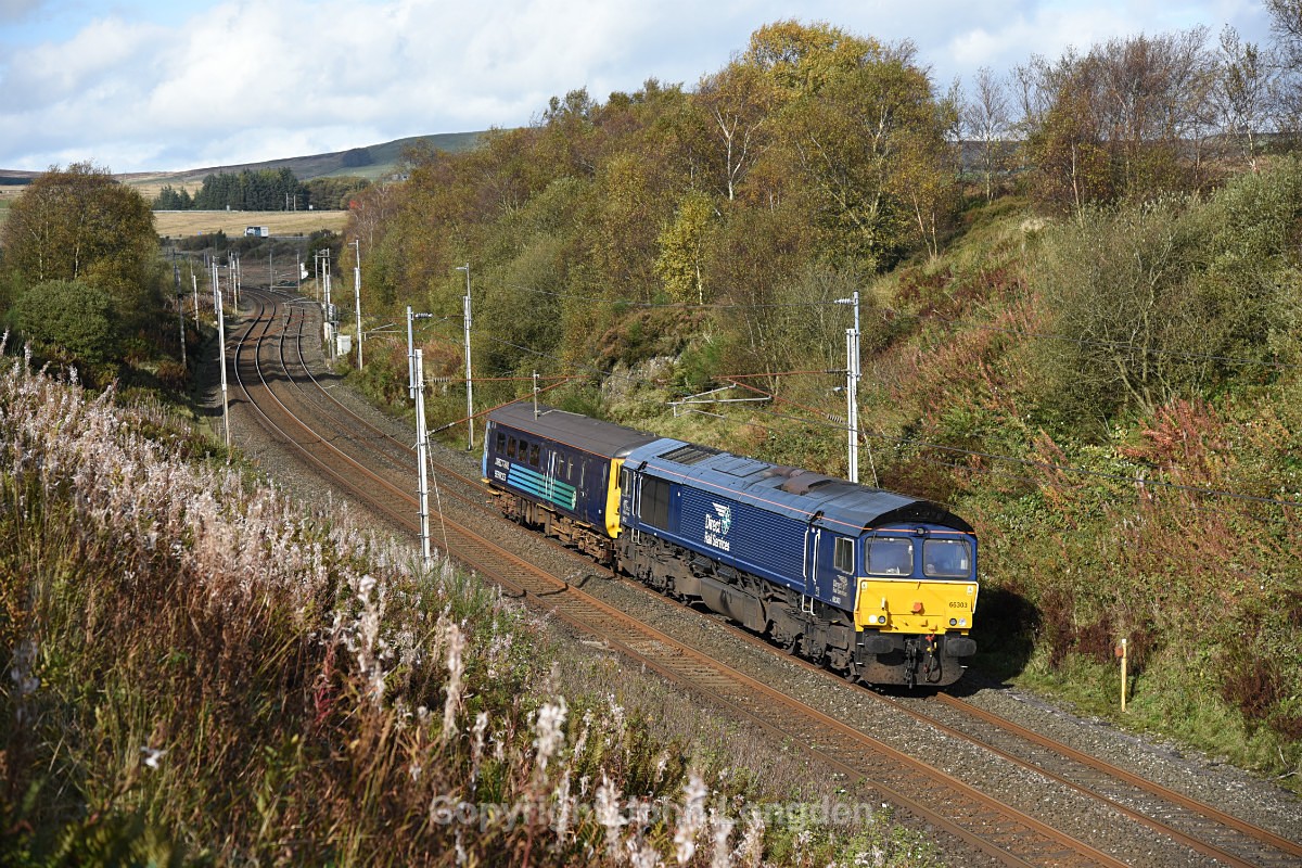 JL - 10.10.17 66303 & DBSO 9704 5Z69 Carlisle - Crewe, Greenholme - West Coast Main Line (north to south)