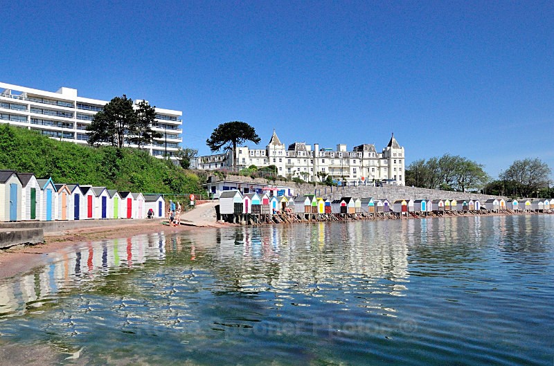 TQ90 - Early morning Reflections at Corbyn Head Cafe and Beach Huts - Greetings Cards Torquay (separate galleries for Meadfoot Beach/Ansteys and Cockington)