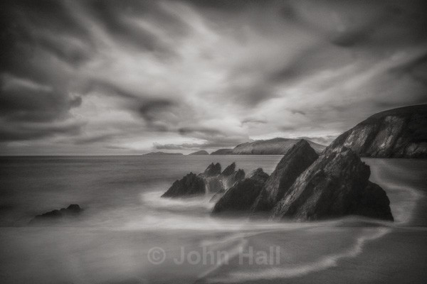 Fine Art Monochrome Of Big Sky Over Coomenole Beach, Dingle Peninsula, Co. Kerry, Ireland.