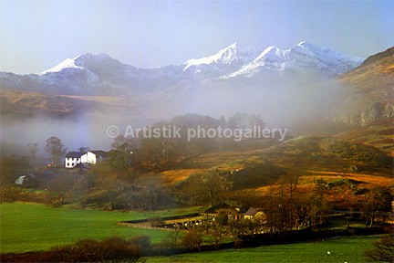 Snowdon from the pinnacles misty 84-4-1 - Sceniks.com - Snowdonia landscape photographs by Dave O'Shea
