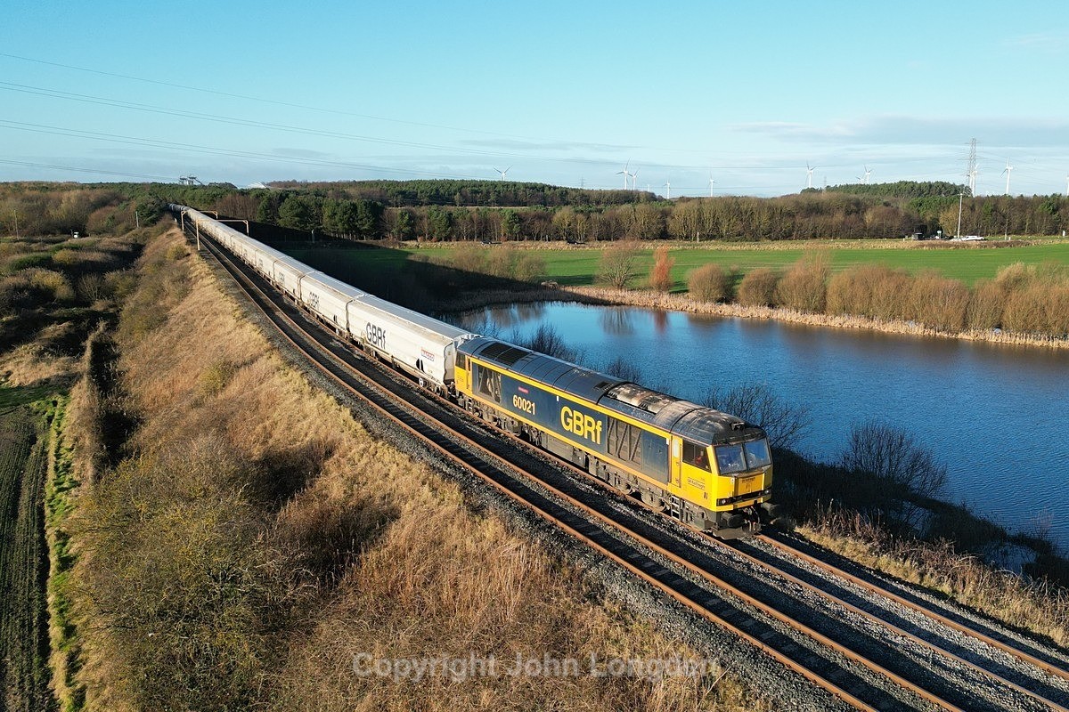 JL - 19.12.23 60021 6N86 Tyne Coal Terminal - Lynemouth PS, Woodhorn - Blyth & Tyne (north to south)