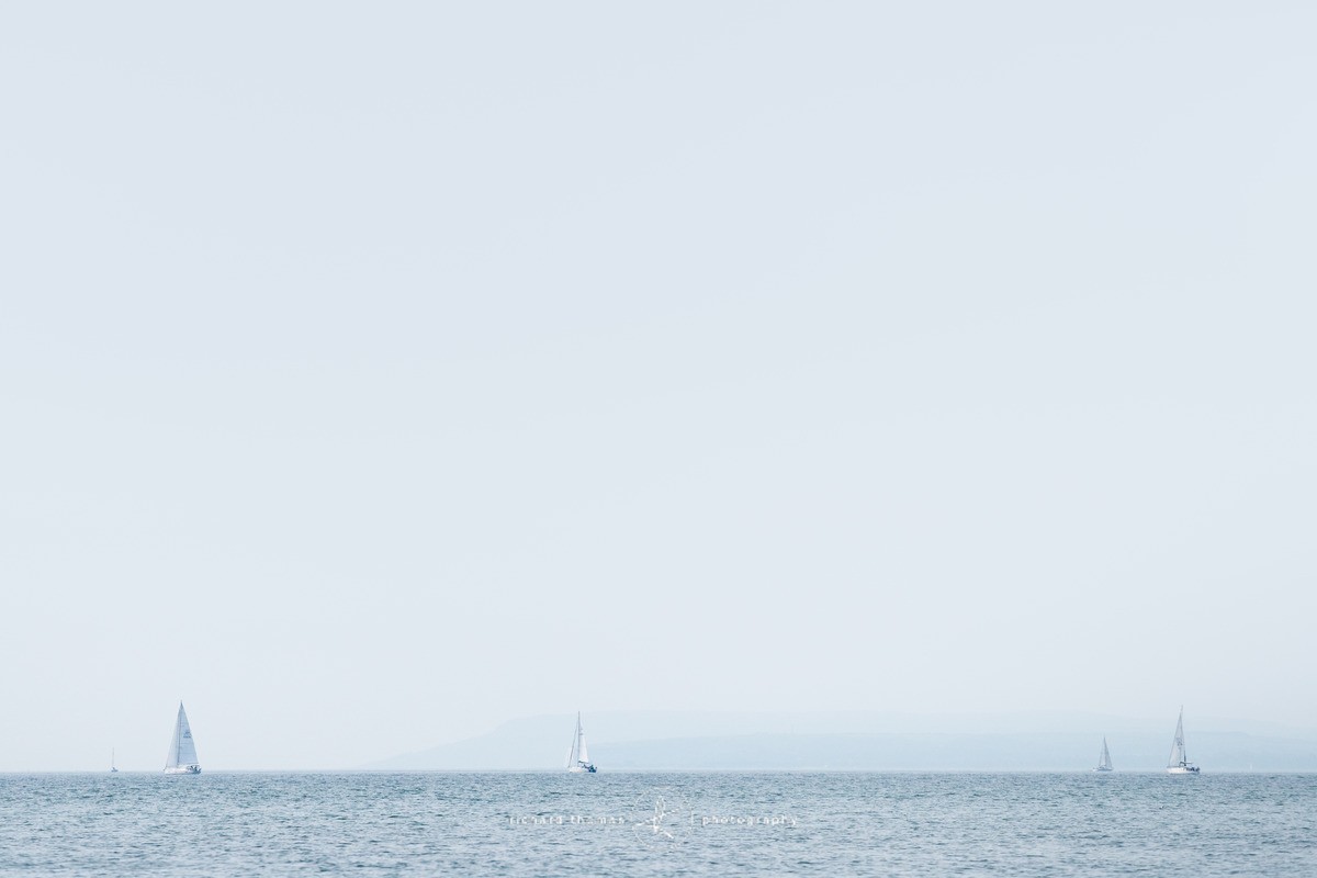 Yachts sailing off Eastoke point near Chichester harbour