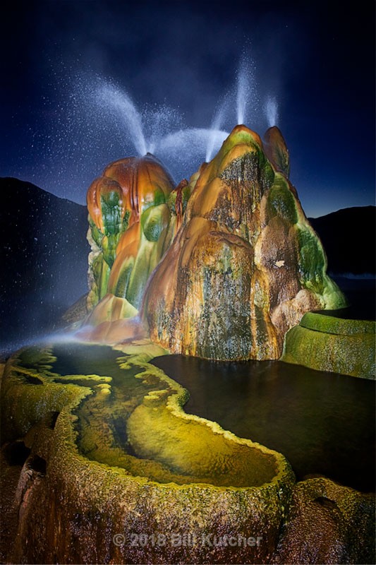 Fly Geyser At Night