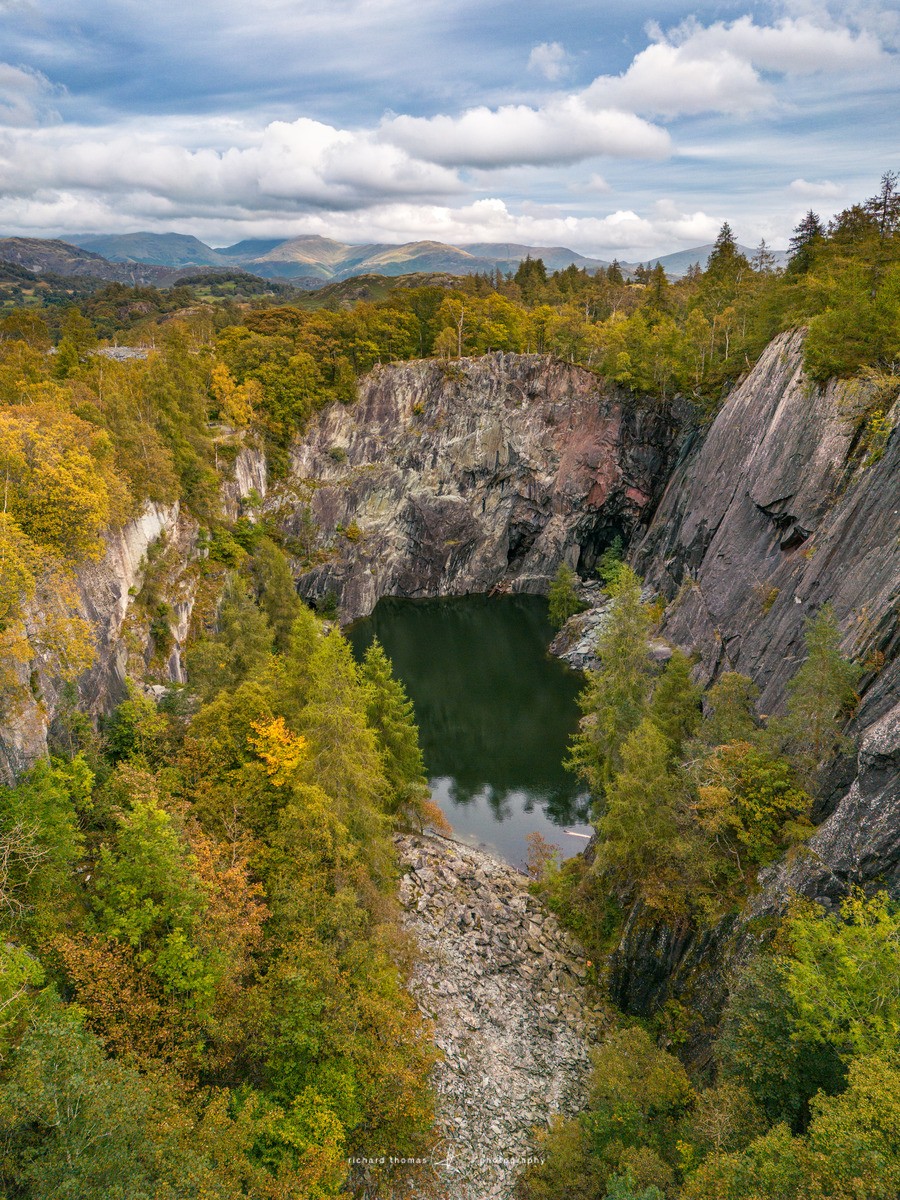 Hodge Close quarry, aerial - Lake District. - FROM ABOVE
