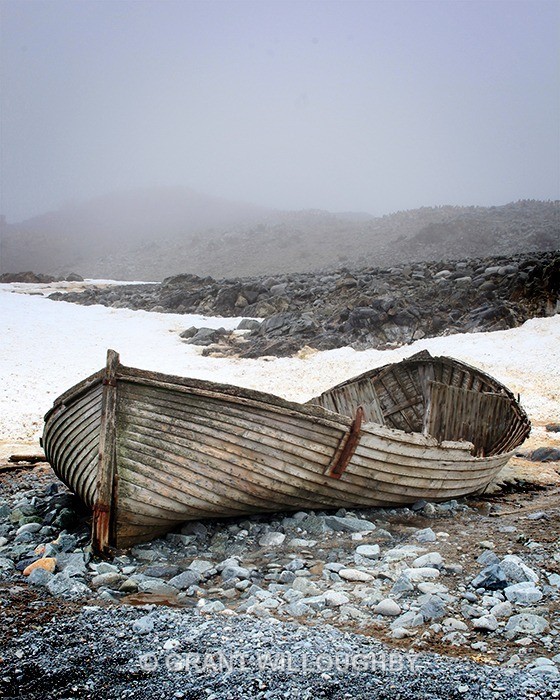Abandoned boat (used to collect fresh water) Half Moon Island - Antartica