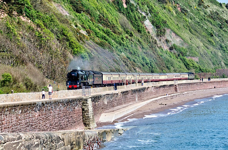 TR09 - Steam Train Braunton 34046 at Teignmouth - Greetings Cards - Trains