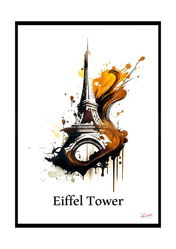 Eiffel Tower Historical Structures Ink Paintings by Paul Duddell, Whispers & Strokes - Artist, Painter, and Photographer