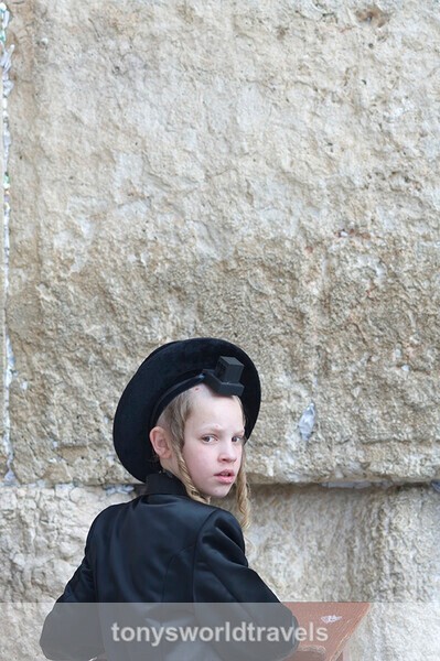 Boy looking back, Wailing wall, Jerusalem, Israel - Children