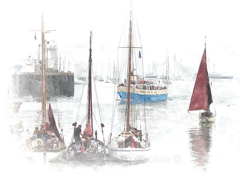 No stock BX11 - Heritage Sailing Boats and The Western Lady Ferry - Greetings Cards Brixham Broadsands and Kingswear