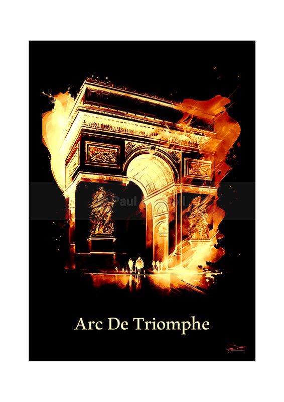 Arc de Triomphe Historical Structures Ink Paintings by Paul Duddell, Whispers & Strokes - Artist, Painter, and Photographer