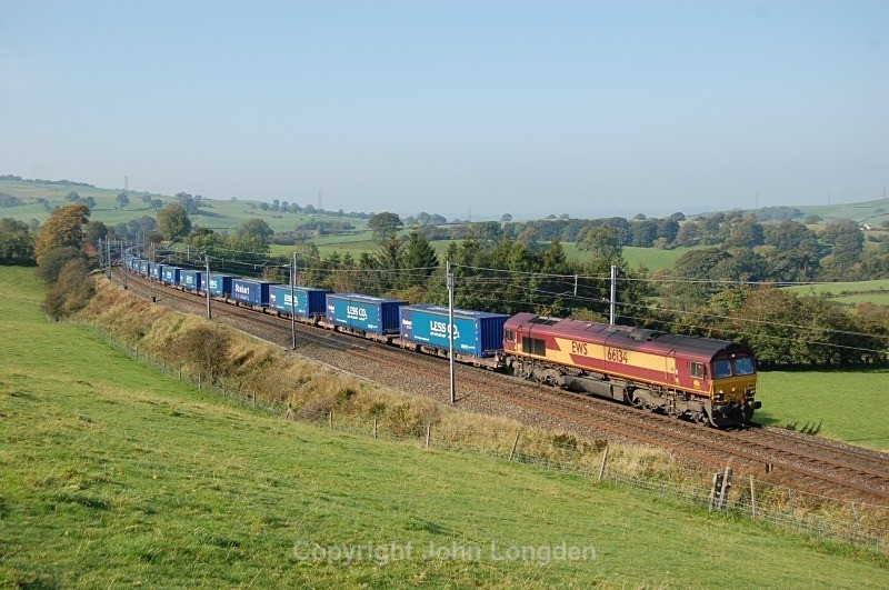 28.9.11 66134 4S43 Rugby -Mossend, Thatchmoor Head - West Coast Main Line (north to south)