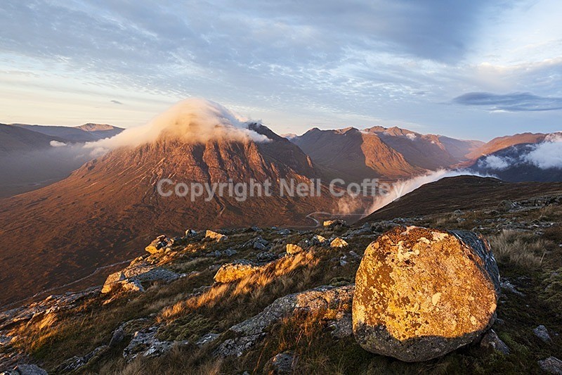 The Buachaille Range from Beinn a'Chrulaiste, Glen Coe, Highland - Landscape format