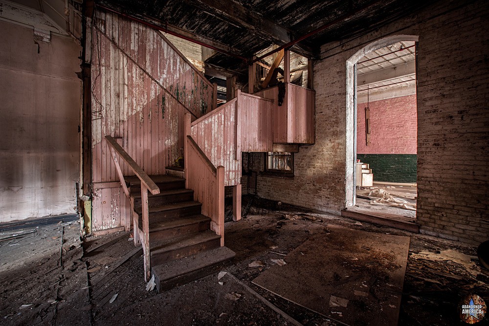 Simon Silk Mill, Easton PA: Pink Staircase | Abandoned America