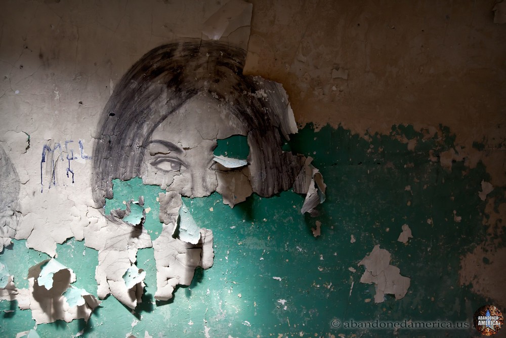 Peeling pencil drawing, Holmesburg Prison, Philadelphia PA | Abandoned America by Matthew Christopher