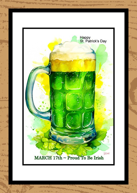 St Patrick's Day Watercolour Paintings - Festive Heartbeat by Artist Paul Duddell