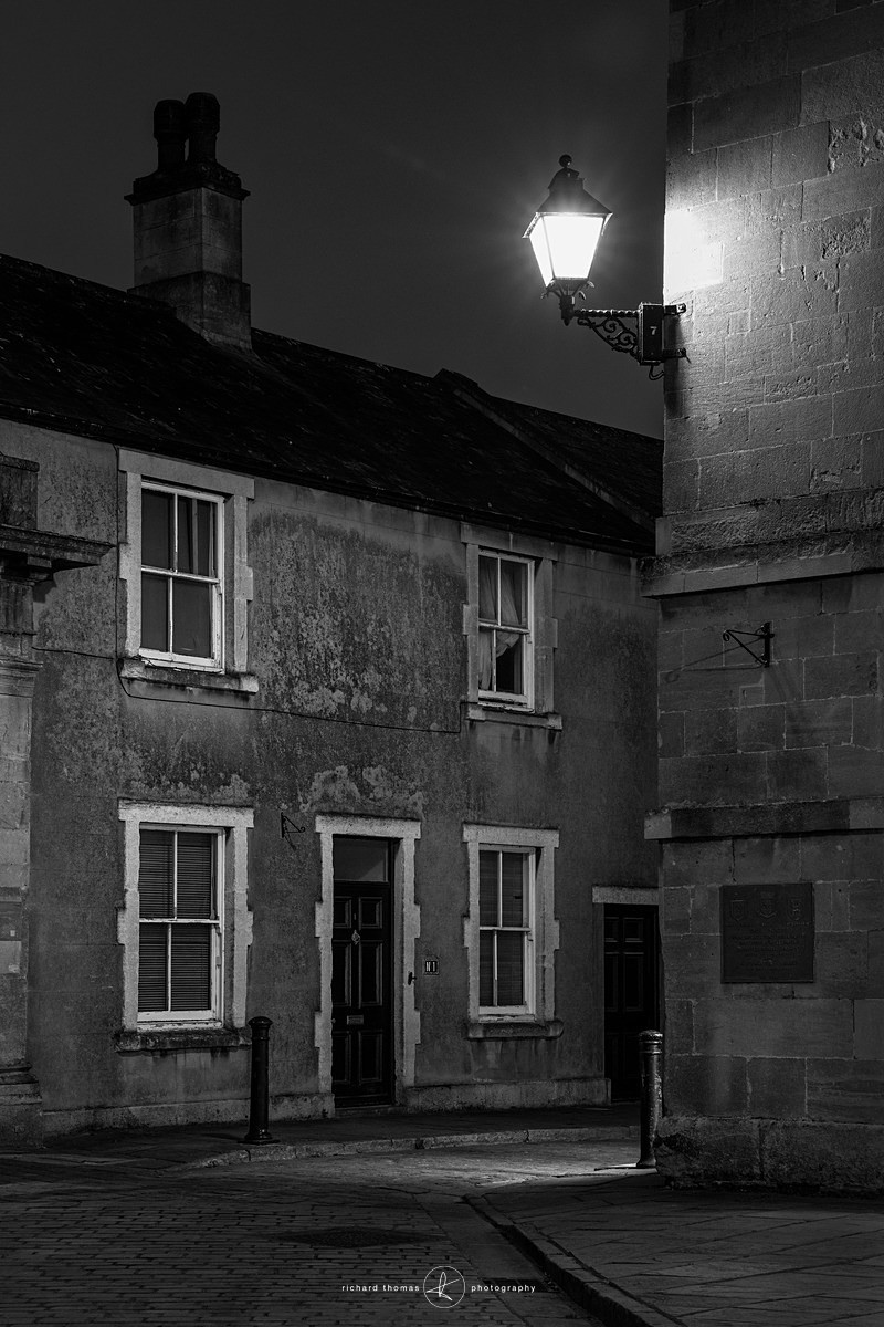 Street in Wells Somerset at night