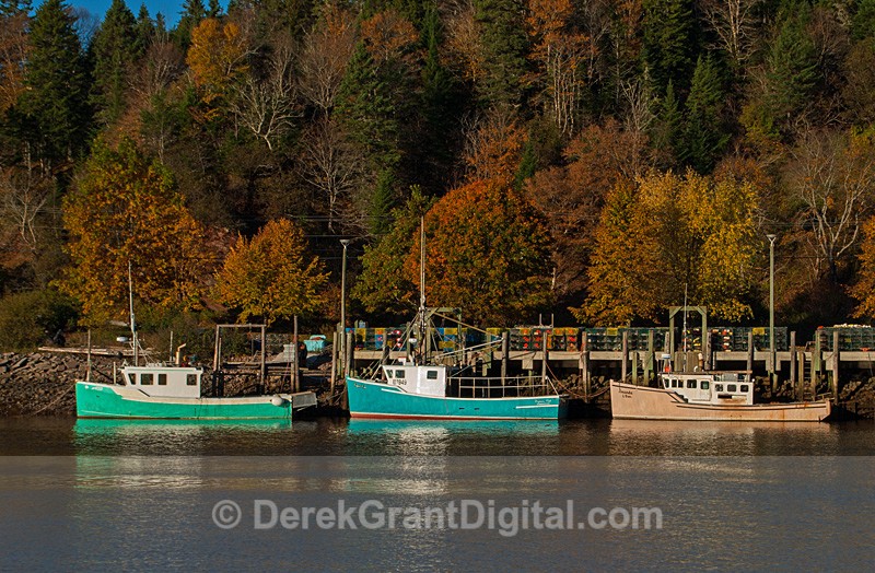 Lobster Boats @ St. Martins, NB Autumn Foliage Fall Leaves - Boats