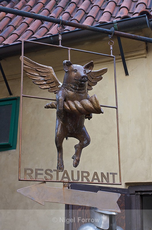 Restaurant Sign, Golden Lane, Prague - Prague, Czech Republic