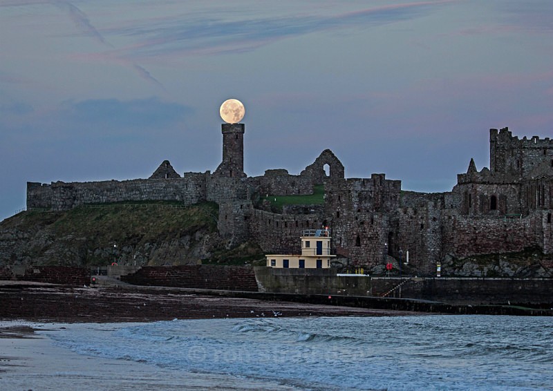 Supermoon And Peel Castle - Skies of Man