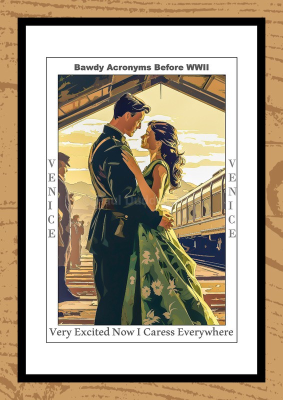 Bawdy Acronyms before WWII Watercolour Paintings by Artist Paul Duddell