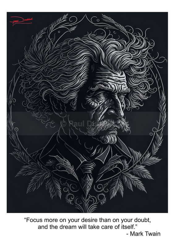 Mark Twain Inspirational Motivational Quotation Fine Art Print by Paul Duddell-Whispers & Strokes