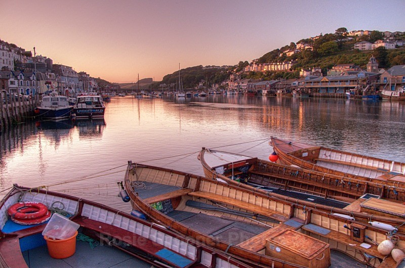 LO22  Sunset on the River Looe South East Cornwal - Greeting Cards - Looe