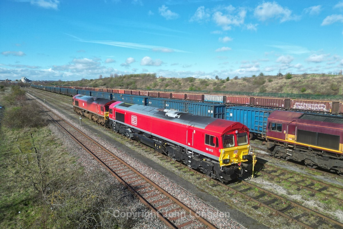 JL - 30.3.24 66012 & 66152, Tees Yard - Teesside (west to east)