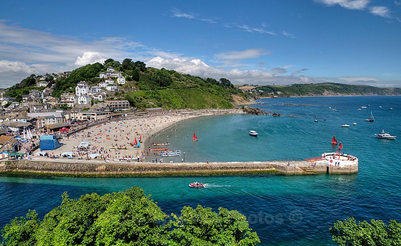 Busy Day on Looe Beach viewed from |Hannafore - Looe