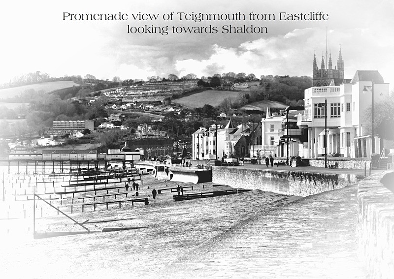 RSPO41 Black and white view of Teignmouth from Eastcliffe - Teignmouth and Shaldon Postcards