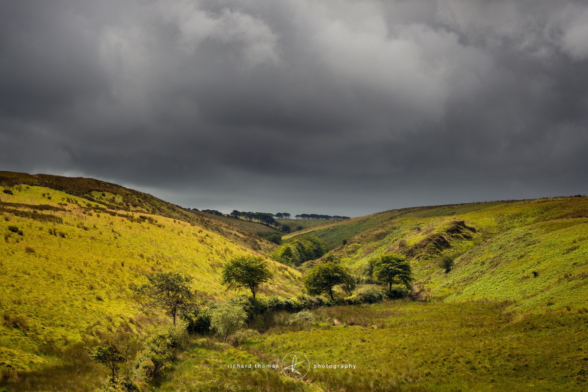 Rain clouds over Exmoor - Wider view