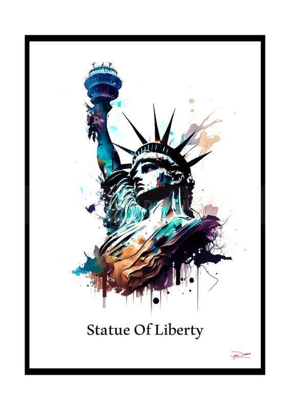 Statue of Liberty Historical Structures Ink Paintings by Paul Duddell, Whispers & Strokes - Artist, Painter, and Photographer
