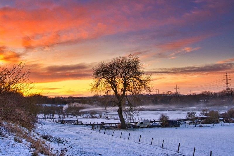 Winter Sunset over West Cornforth.    ref 2799 - County Durham