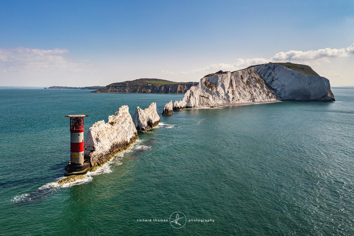 The Needles lighthouse, Isle of Wight. - FROM ABOVE