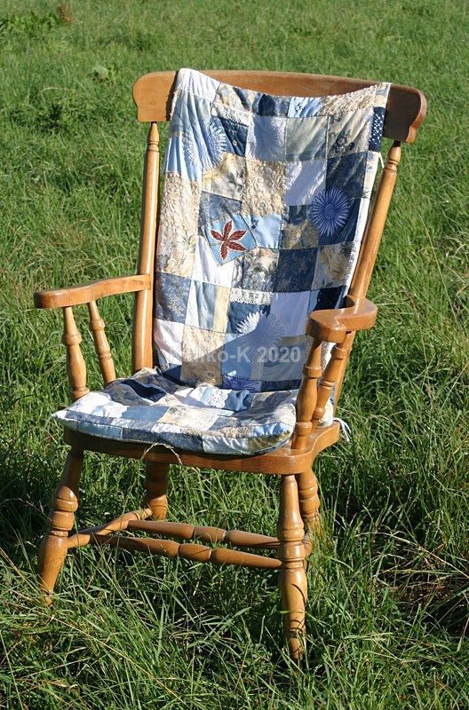 Blue and yellow patchwork rocking chair cover - Rocking Chair Cover