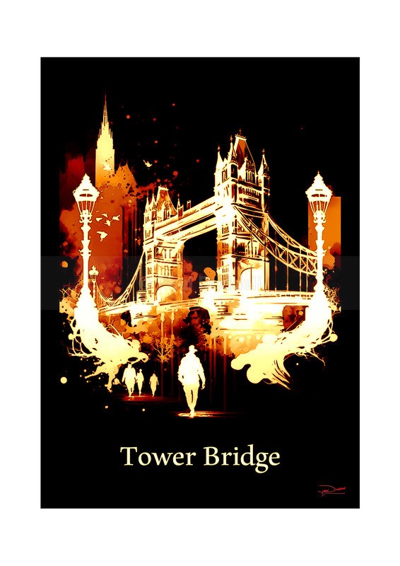 Tower Bridge Historical Structures Ink Paintings by Paul Duddell, Whispers & Strokes - Artist, Painter, and Photographer