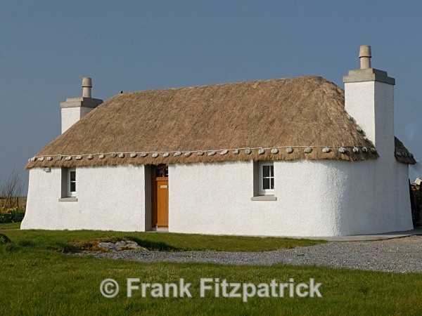 Restored crofters cottage, Eochar, Island of South Uist, Scotland - Island of South Uist in the Outer Hebrides