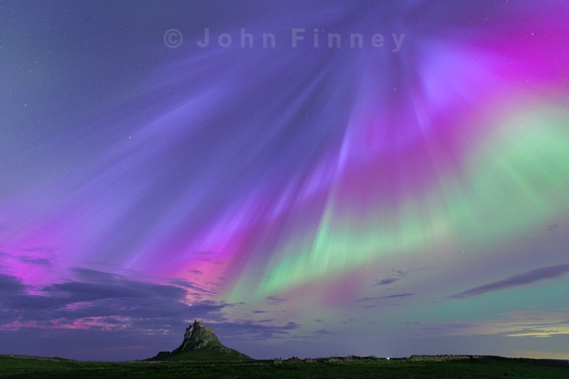 Aurora Borealis over Lindisfarne Castle - Astrophotography