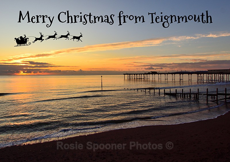XM050 - Santa passing over Teignmouth - XMAS CARDS Teignmouth and Shaldon