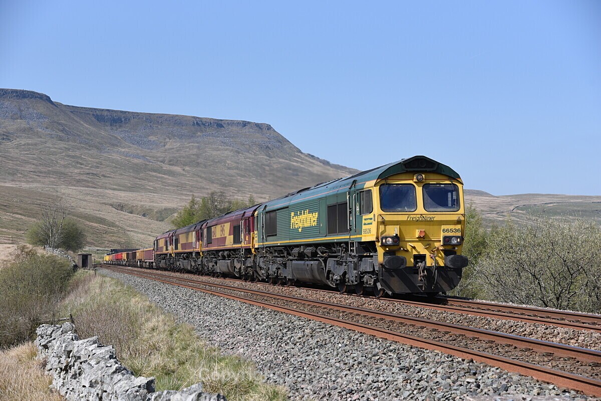 JL - 22.4.19 66536 66143 66xxx 66xxx 6K05 Carlisle - Crewe, MP 260 - Ais Gill - Milepost 260