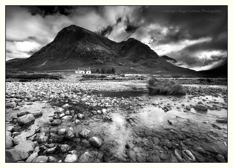 The House under Buachaille Etive Mor - Glencoe BW - Black & White