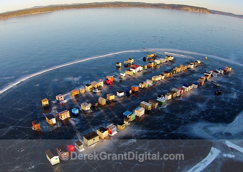 Renforth Ice Fishing Village Rothesay New Brunswick Canada Aerial View - Ice Shacks