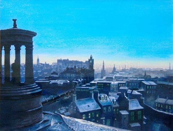 'Calton Hill in winter' - Edinburgh Paintings