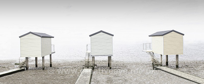No.0026. Osea Beach Huts, Maldon, Essex. U.K. - Landscape