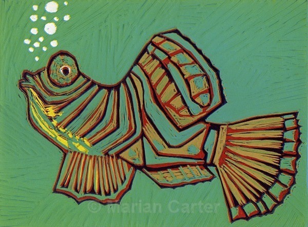 Blowing Bubbles - Reduction Linocuts