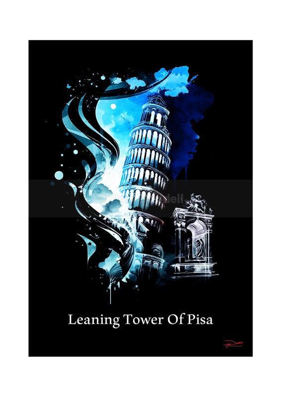 Leaning Tower of Pisa Historical Structures Ink Paintings by Paul Duddell, Whispers & Strokes - Artist, Painter, and Photographer