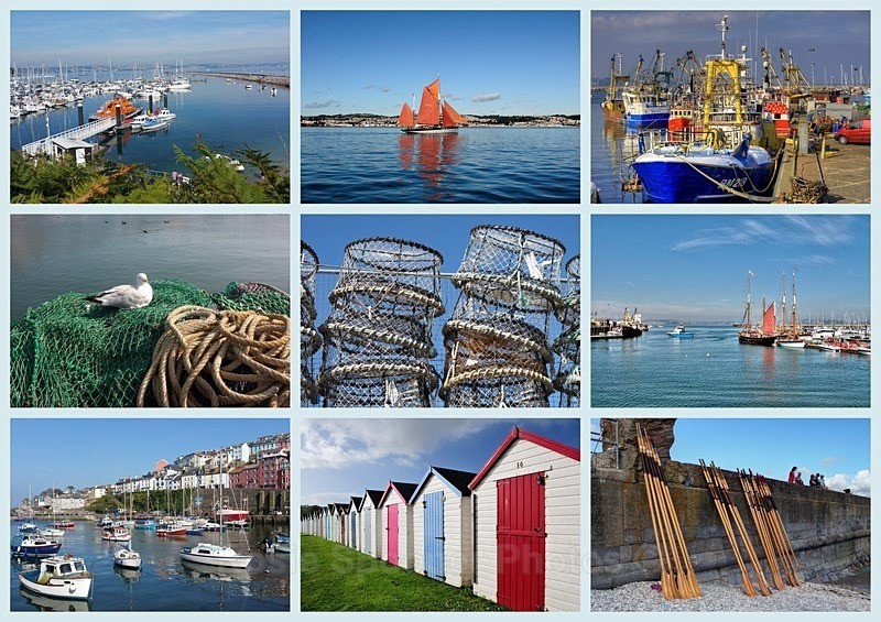 Bx10 Brixham Collage Card - Greetings Cards Brixham Broadsands and Kingswear