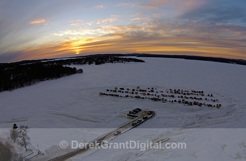 Renforth Sunset Ice Shacks Rothesay NB Canada - Sunset/Moonrise