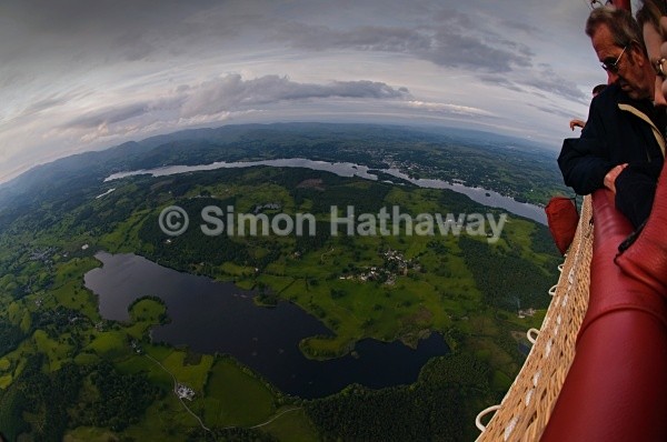 Esthwaite and Windermere from Basket - English Lake District from Hot Air Balloon